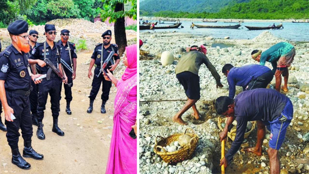 সিলেটে সাদাপাথর উদ্ধার অভিযানে সাড়ে তিন লাখ ঘনফুট পাথর জব্দ